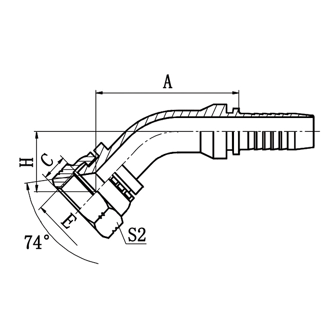 26741 45° JIC Female 74° Cone Seat Hydraulic Hose Fitting