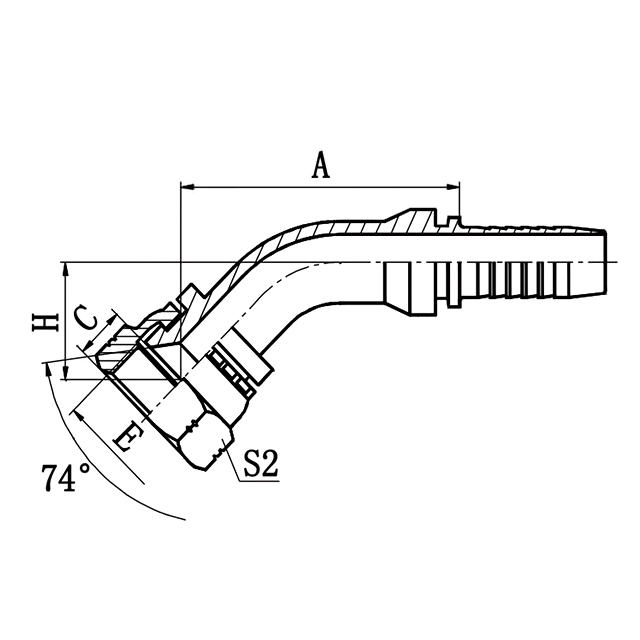 26741-W 45° JIC Female 74° Cone Seat Hydraulic Hose Fitting