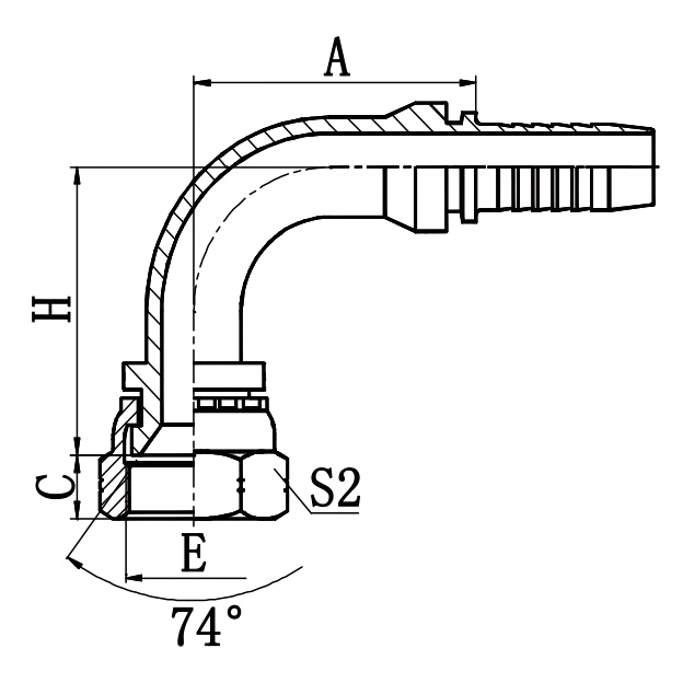 Hose Fitting 26791 90° JIC Female 74° Cone Seat SAE J514