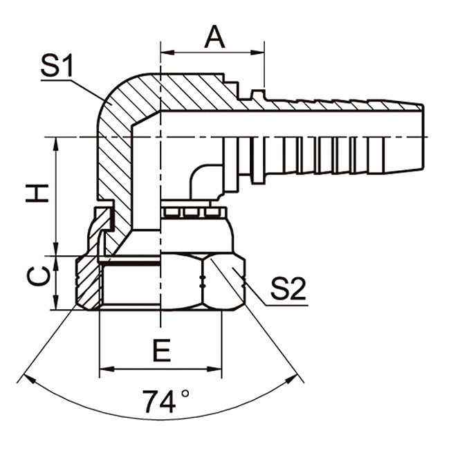 Hose Fitting 26791K 90° JIC Female 74° Cone Seat Compact Elbow