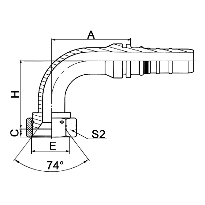 26793-W 90° JIC Female 74° Cone Seat Hydraulic Hose Fitting