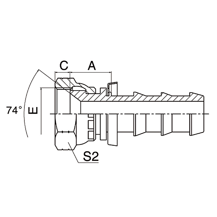 Hydraulic hose fitting 27810 SAE Female 90° Cone