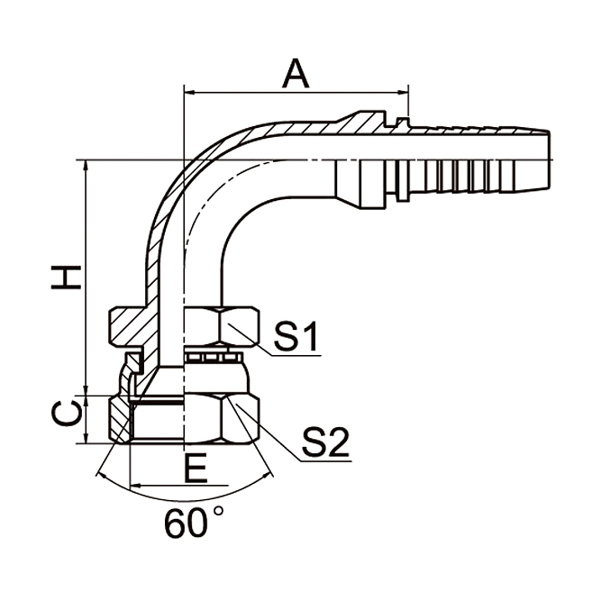 28691 90° JIS Metric Female Hydraulic Fitting