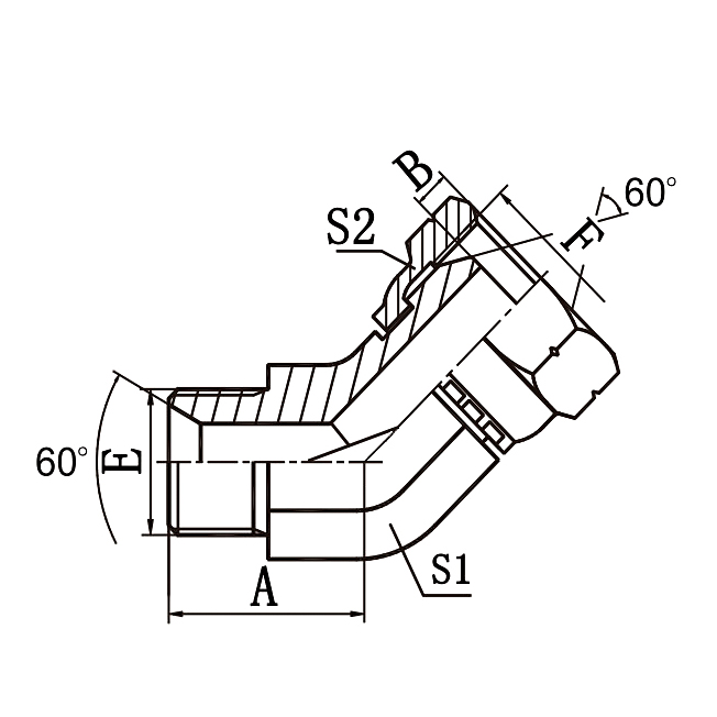 2B4 45° Elbow BSP 60° Cone Hydraulic Adapter