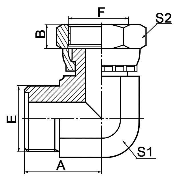 Hydraulic metric fittings 2E9 90° Elbow Metric O-Ring