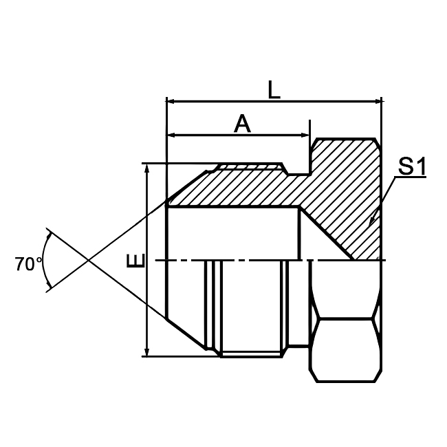 4Q Metric 74°Cone Male Hydraulic Plug Fitting