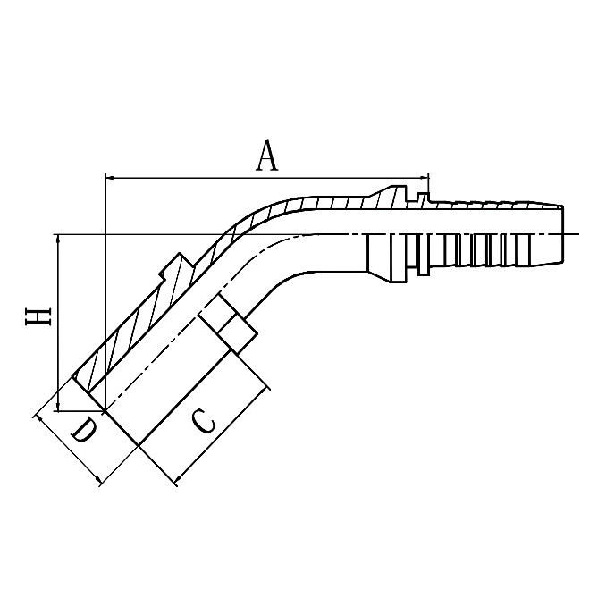 Hose Fitting 50041 is a 45° metric standpipe straight fitting to DIN2353.
