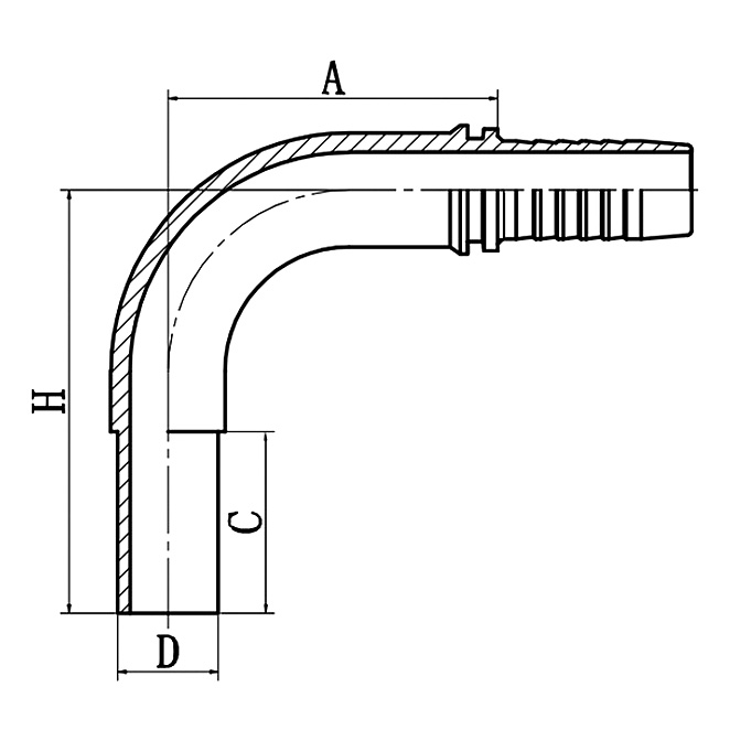 Hose Fitting 50091 is a 90° metric standpipe fitting conforming to DIN2353.
