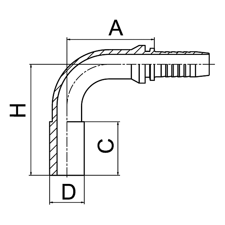 Hose Fitting 51091 is a 90° GB metric standpipe fitting.
