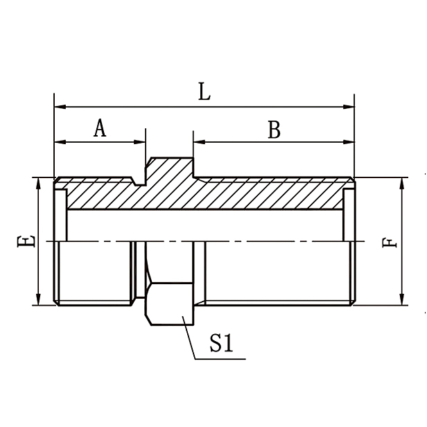 Hydraulic metric adapters 6E Metric Male O-Ring Bulkhead