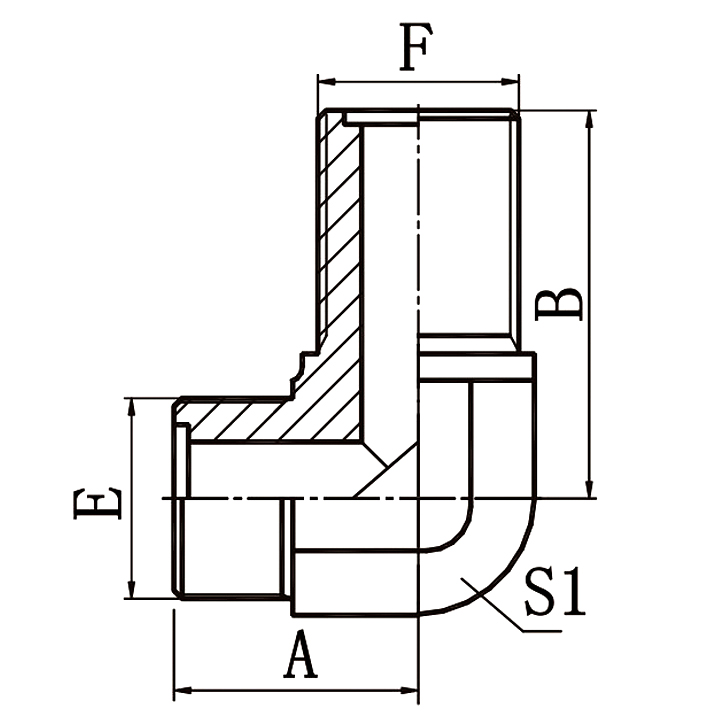 Hydraulic metric adapters 6E9 90° Metric Male O-Ring Bulkhead