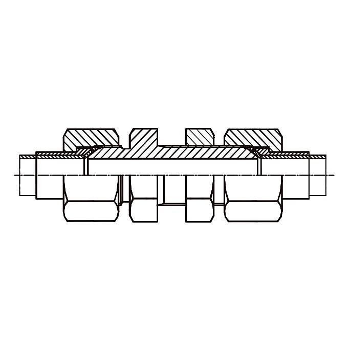 6Q9-LN-RN 74°Cone Metric 90° Bulkhead Elbow