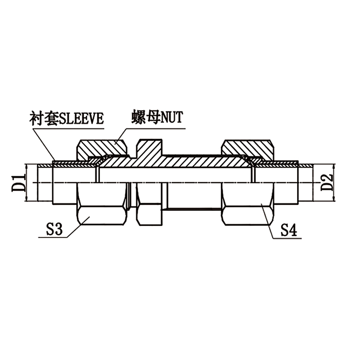6Q-RN 74°Cone Male Bulkhead Hydraulic Fitting