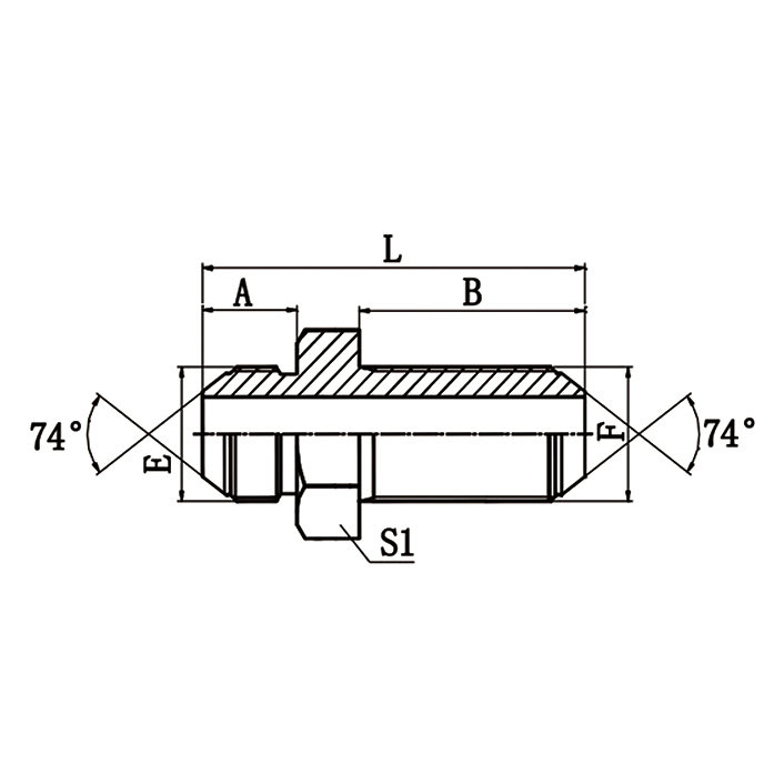 6Q 74°Cone Male Metric Bulkhead Hydraulic Adapter