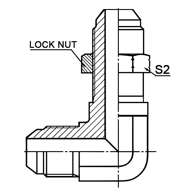 6Q9-LN 90° Elbow 74°Cone Bulkhead Hydraulic Adapter