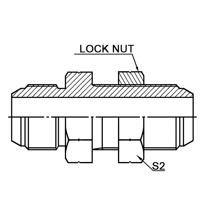 6S-LN JIS Gas Male 60°Cone Bulkhead BSP Adapter