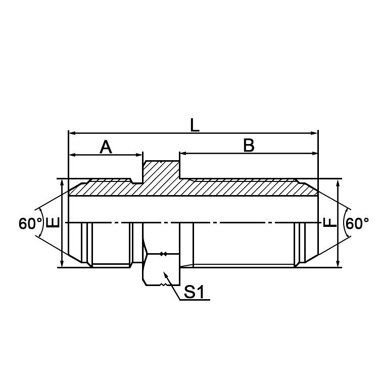 6S JIS Gas Male 60°Cone Bulkhead BSP Adapter