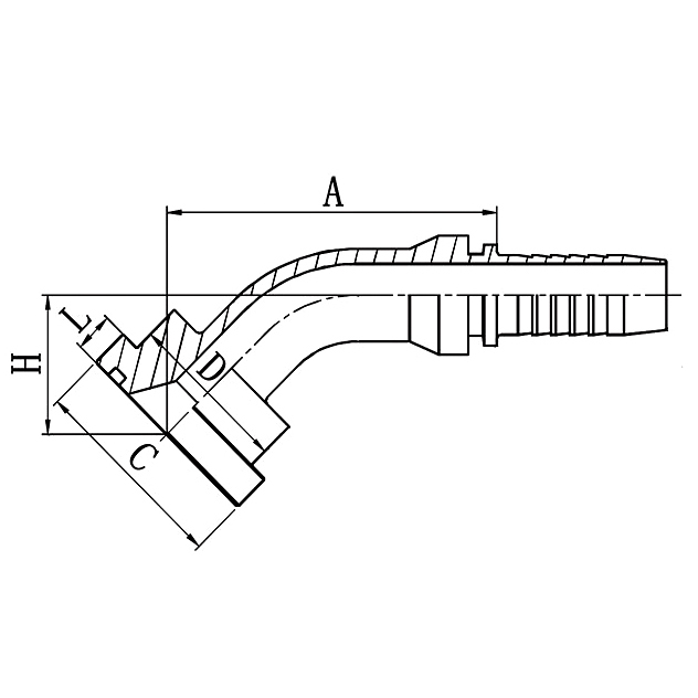 Hose Fitting 87341 45° SAE Flange 3000PSI ISO 12151-3 SAE J516