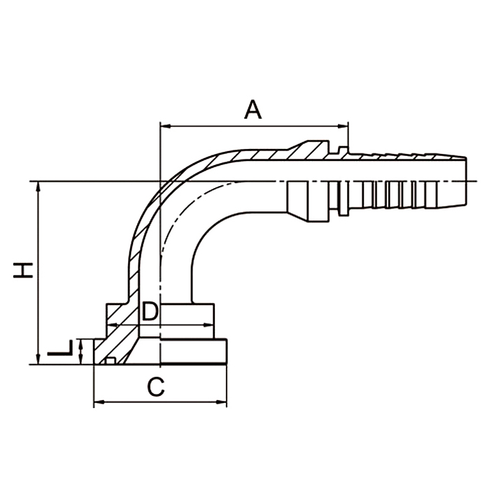 Hose Fitting 87391 90° SAE Flange 3000PSI ISO 12151-3 SAE J516