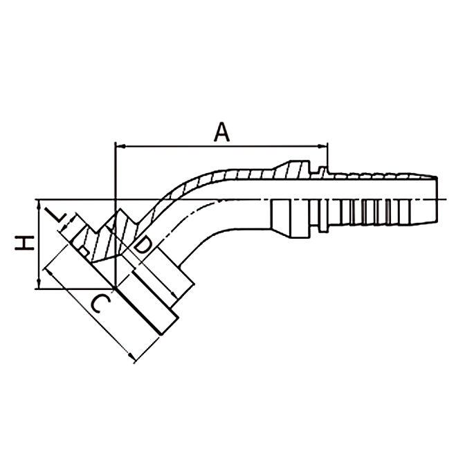 Hydraulic hose fitting 87641 45° SAE Flange 6000PSI ISO 12151-3 SAE J516