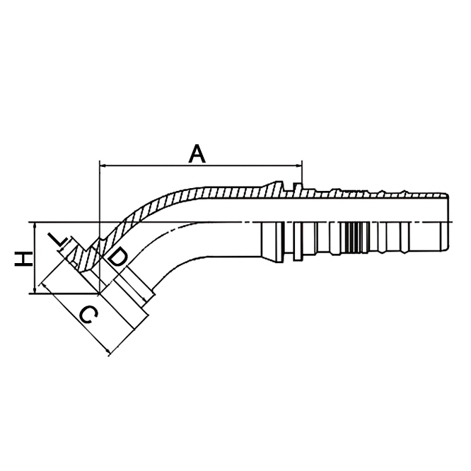 Crimp fitting 87643 45° SAE Flange 6000PSI