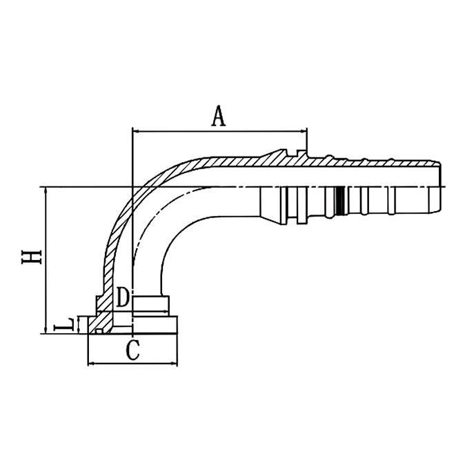 Hydraulic hose fitting 87693 90° SAE Flange 6000PSI