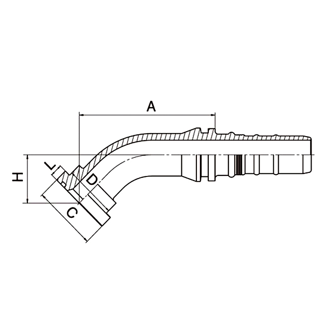 Hydraulic hose fitting 87943 45° SAE Flange 9000PSI