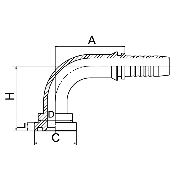 Hydraulic hose fitting 88191 90° JIS Flange