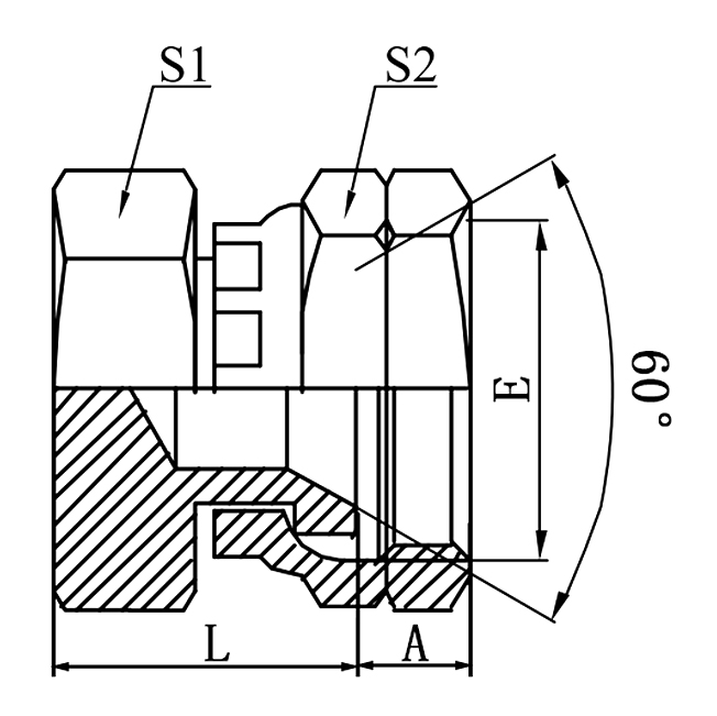 9S JIS Gas 60°Cone Female Seat Plug