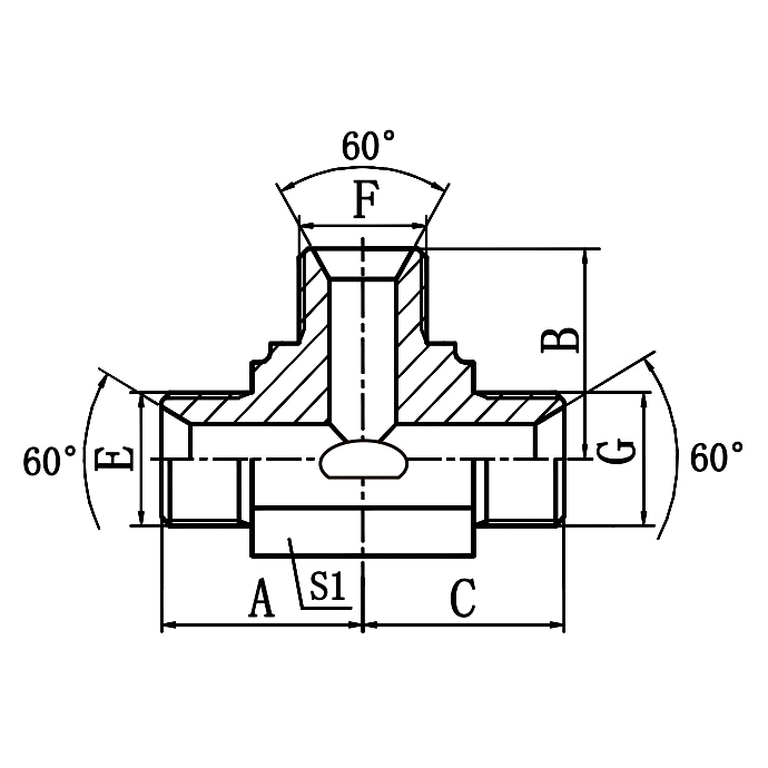 AB BSP Male 60° Seat Tee Adapter