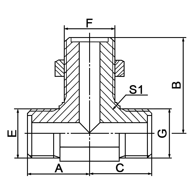 Hydraulic metric adapters AE6EE Metric Male O-Ring Bulkhead Branch Tee
