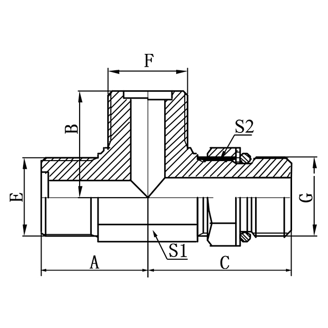 AEEH-OG Metric Run Tee Hydraulic Adapter