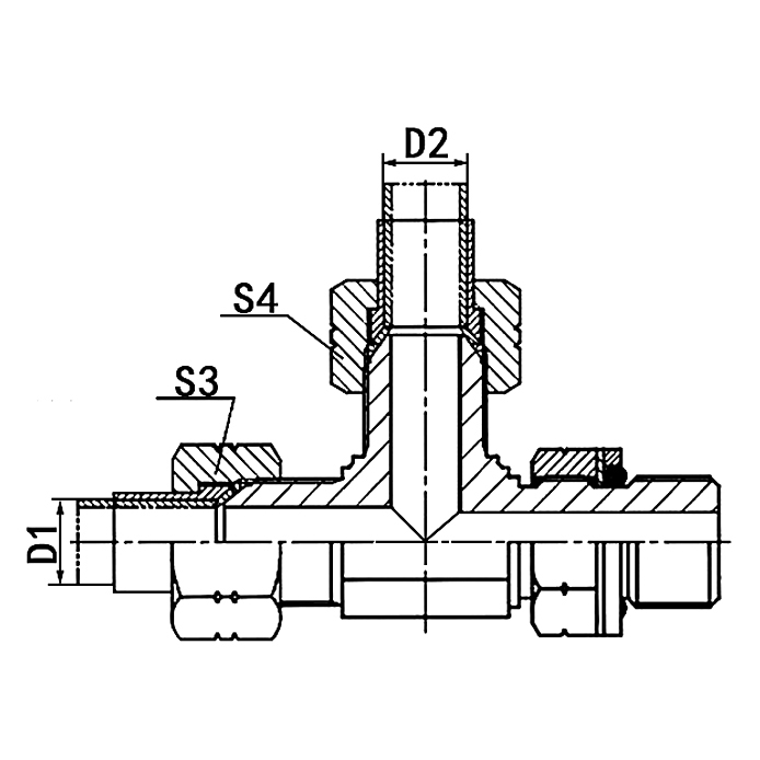 AQQH-OG-RN 74°Cone L-Series Run Tee Adapter