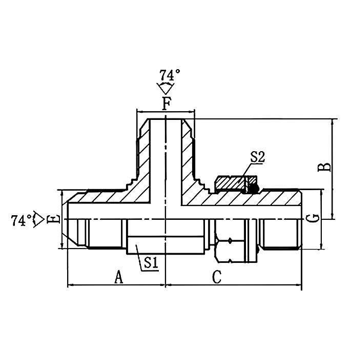 AQQH-OG 74°Cone L-Series Run Tee Adapter