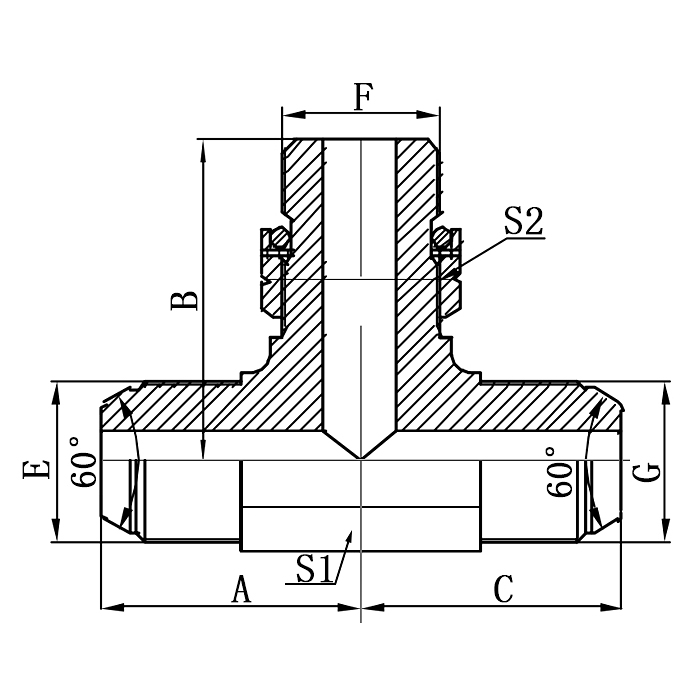 ASGS-OG JIS BSP Male O-Ring Branch Tee Adapter