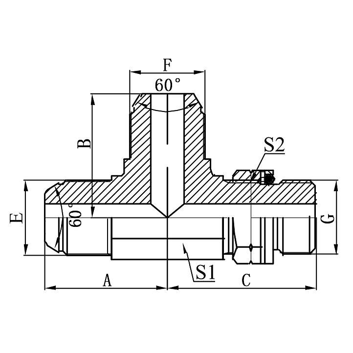 ASGS-OG BSP O-Ring Adjustable Stud End Branch Tee Adapter