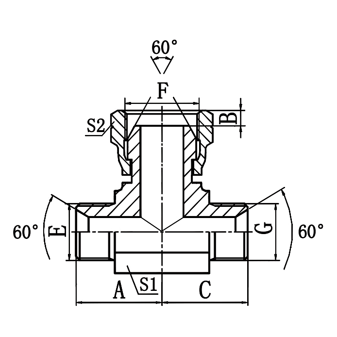 BB BSP 60° Cone Branch Tee Adapter