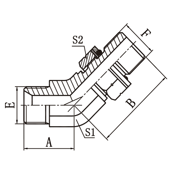 1BG4-OG 45° Elbow Adjustable BSP Male O-Ring Hydraulic Adapter