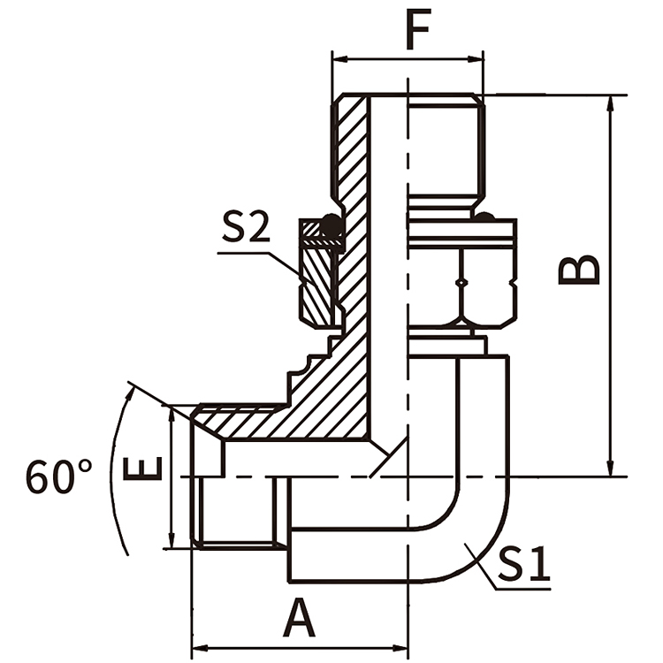 1BG9-OG 90° Elbow BSP Male Hydraulic Adapter with O-Ring Adjustable Stud End