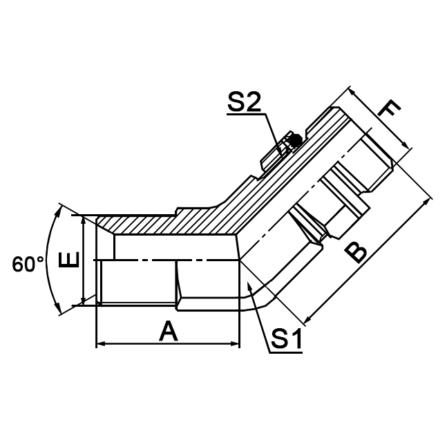 1BH4-OG 45° Elbow BSP Male Metric L-Series ISO 6149-3 Adapter