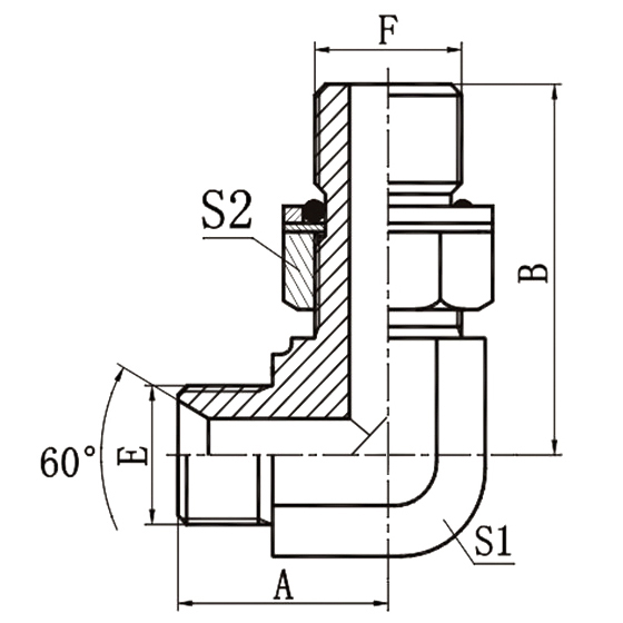 1BH9-OG 90° Elbow BSP Male Metric L-Series ISO 6149-3 Adapter