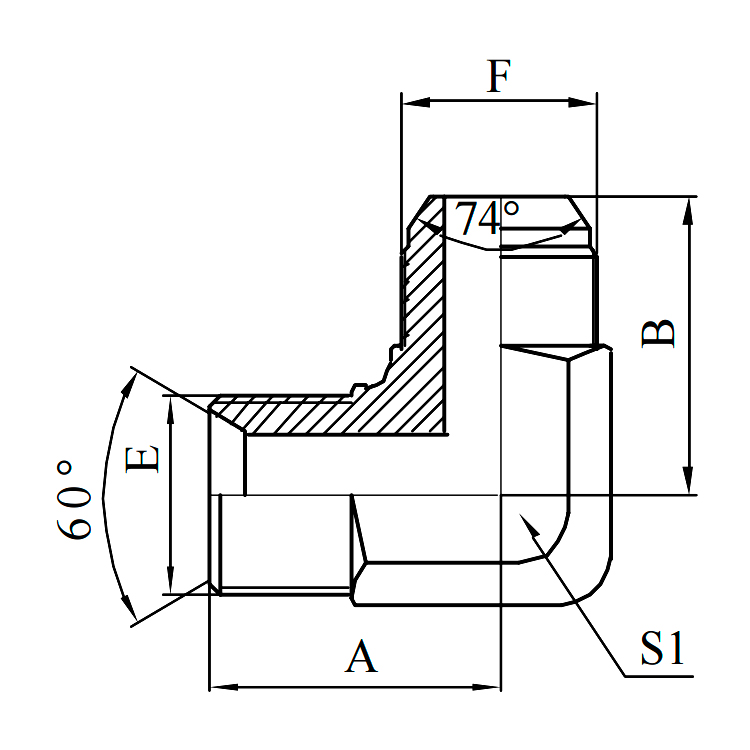 1BJ9 90° Elbow BSP Male JIC Male Hydraulic Adapter for Machinery