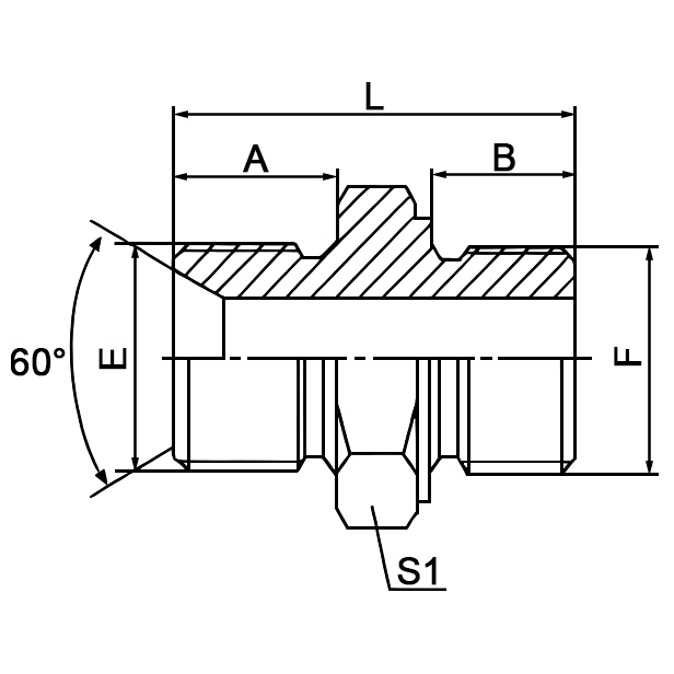 1BL BSP Male Dual Seat Metric Male Hydraulic Pipe Adapter