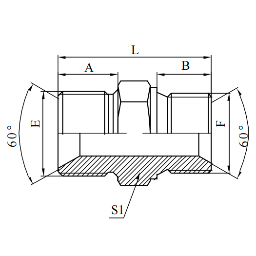 1BM BSP Male Metric Male Dual Seat Hydraulic Adapter