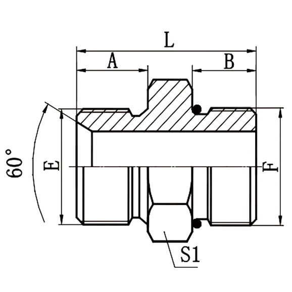 1BO BSP Male Dual Seat SAE O-Ring Boss L-Series Hydraulic Fitting