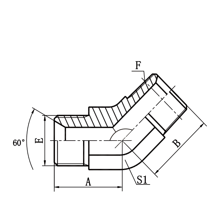 1BT4-SP BSP/BSPT Male 45° Elbow Hydraulic Adapter