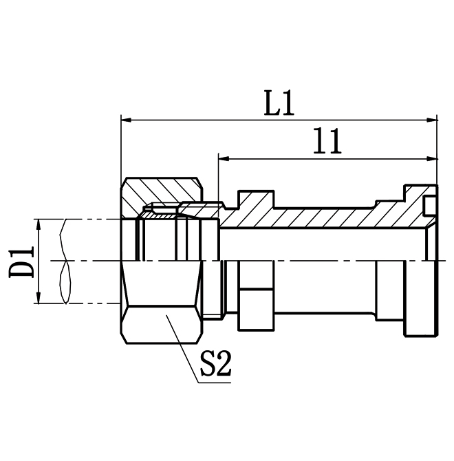 1CFL-RN Metric Male Bite Type Flange, Stainless Steel Flange Adapter
