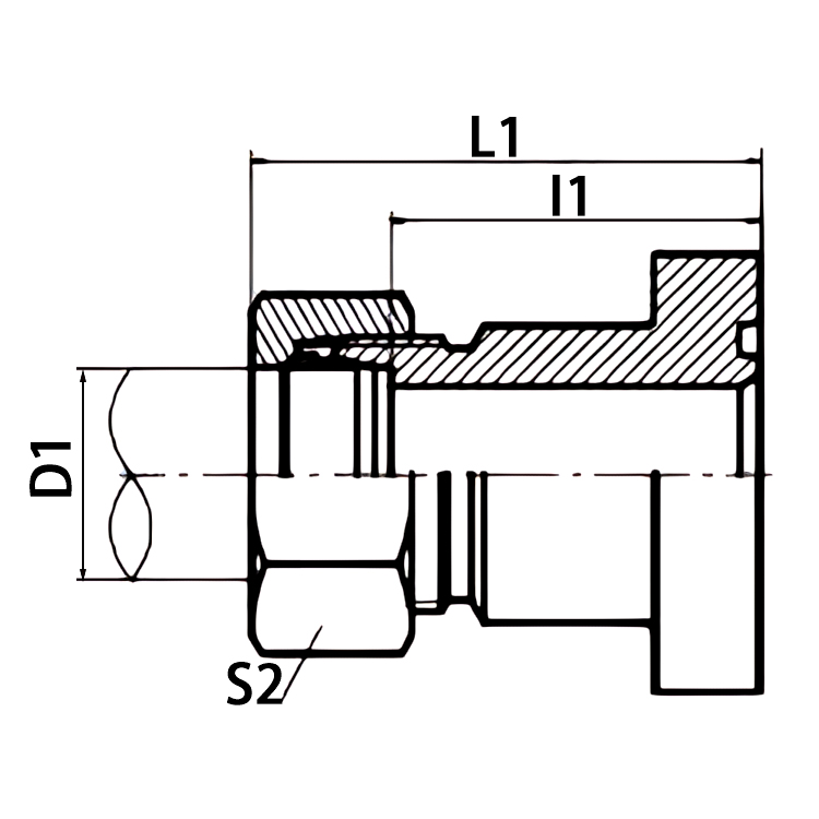 1DFS-W-RN 90° SAE Elbow - SAE Flange Hydraulic Adapter