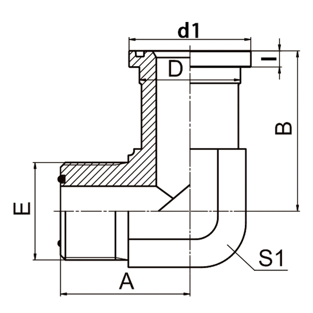 1FFL9 90° Elbow ORFS Male O-Ring L-Series Flange, 90 Degree Flange Adapter