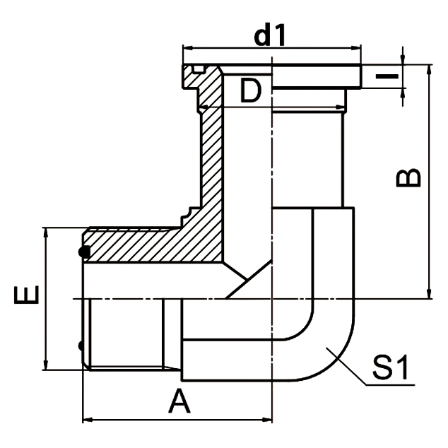 1FFS9 90° Elbow ORFS Male O-Ring S-Series Flange, Hydraulic Pipe Flange Adapter